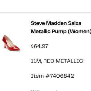Steve Madden Salsa Red Metallic Heels Size 11M